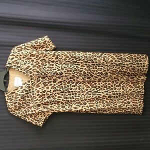 Victoria Soie 100% Silk Leopard Print Dress Size 10p